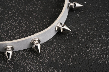 Heart Pendant White Gothic Studs PU Choker