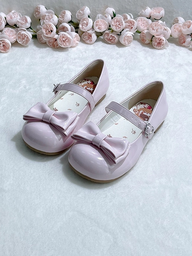 Light Pink Mary Janes for Lolita Fashion - Round Toe with Heart Clasp & Decorative Bow