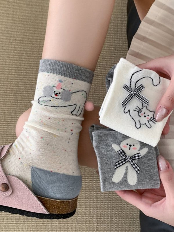 4 Options Bunny/Puppy/Kitty Print Calf Socks