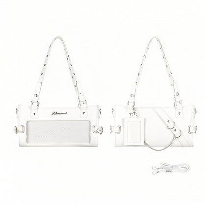 White Versatile Transparent-Window PU Leather Ita Bag