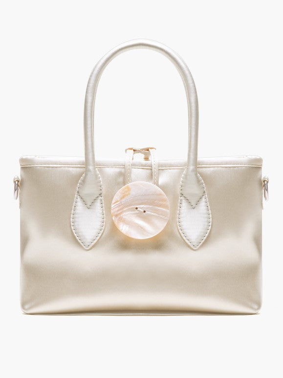 Vintage-Inspired Ivory Satin Handbag In Elegance