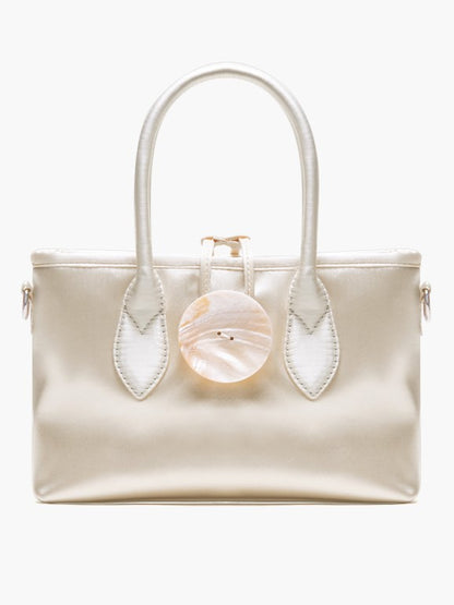Vintage-Inspired Ivory Satin Handbag In Elegance