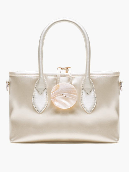 Vintage-Inspired Ivory Satin Handbag In Elegance