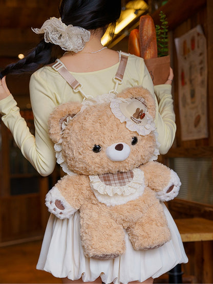 Khaki 50cm Plush Bear Backpack Detachable Shoulder Straps