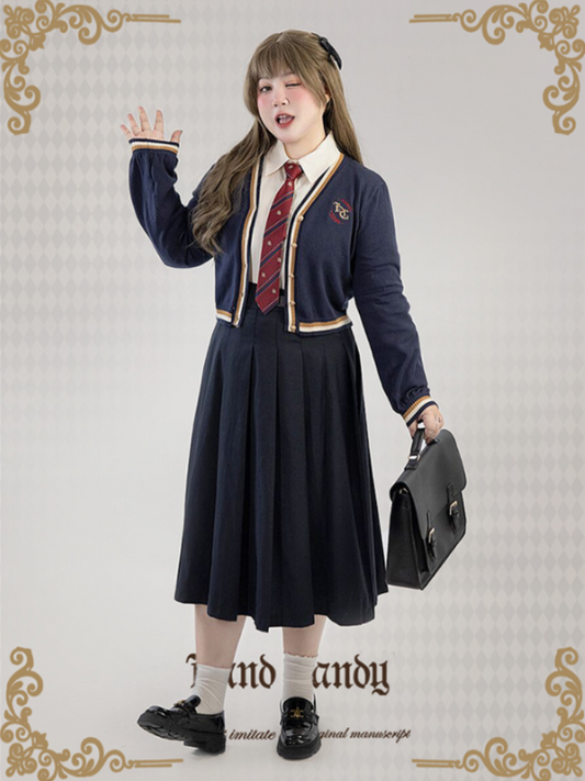 Plus Size - Royal College Dark Blue Cardigan