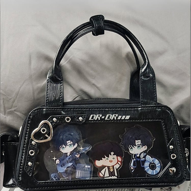 Black Heart Buckle Decorated Ita Bag