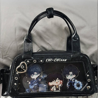 Black Heart Buckle Decorated Ita Bag