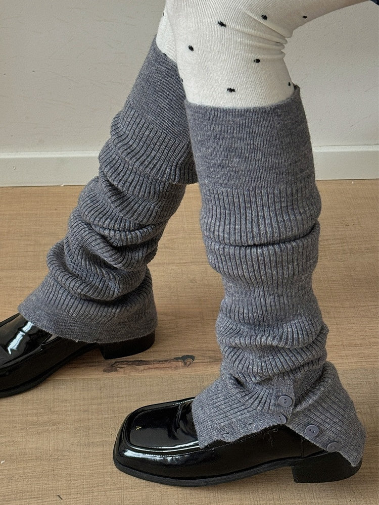 White/Camel/Pink/Yellow/Coffee/Black/Grey Y2K Button Split Leg Warmers