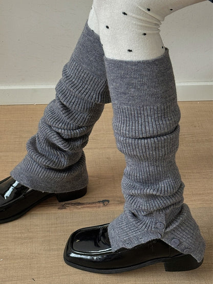 White/Camel/Pink/Yellow/Coffee/Black/Grey Y2K Button Split Leg Warmers