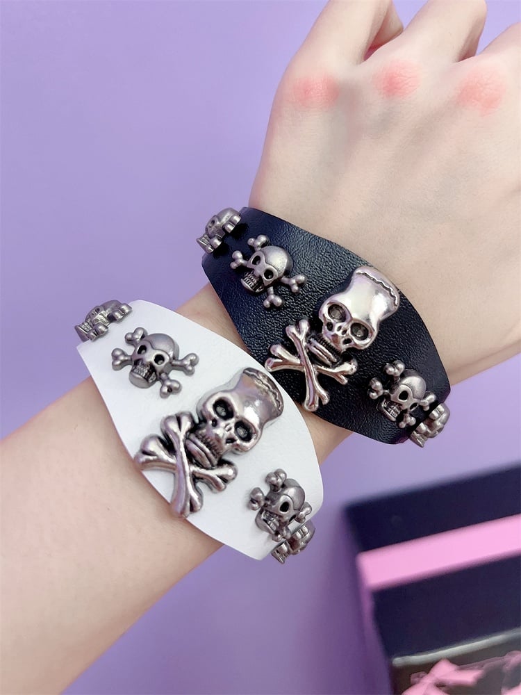 Black/White/Pink Y2K Skeleton Decorated Bracelet