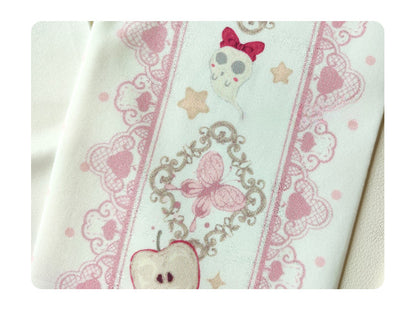 Red Apple and Bow Print Over Knee Stockings