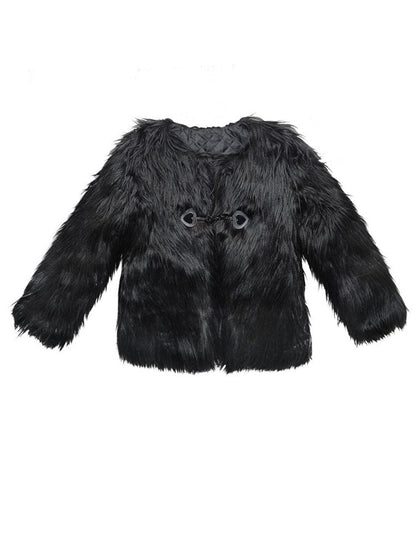 Black Punk Faux Fur Coat