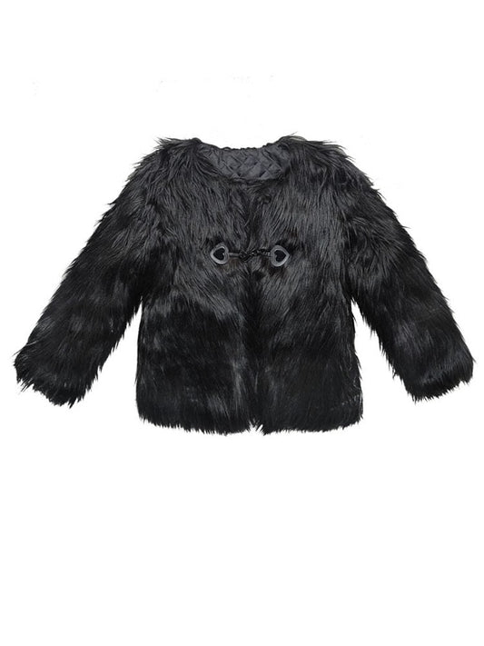 Black Punk Faux Fur Coat