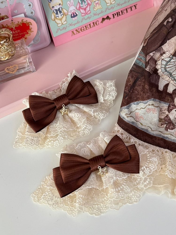 Brown Star Charm Bowknot Wrist Cuffs