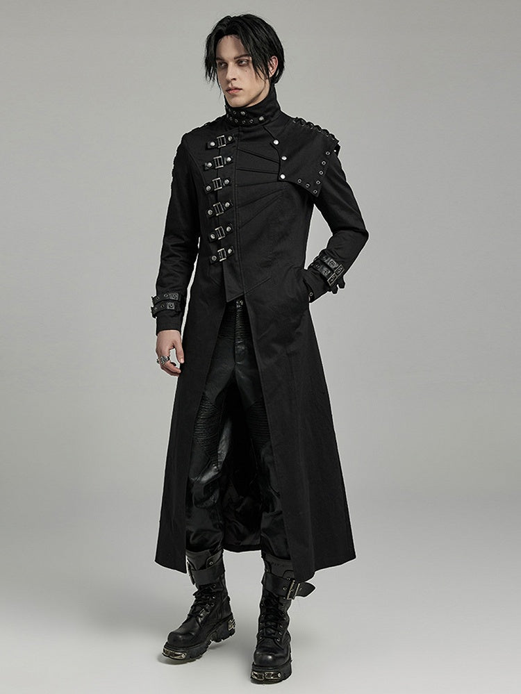 Punk Textured Asymmetrical Long Jacket