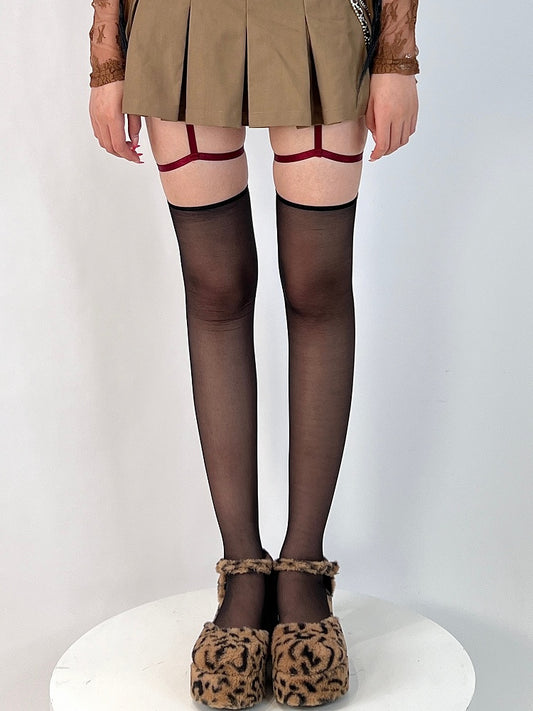 4 Color Options Semi-sheer Suspender Stockings
