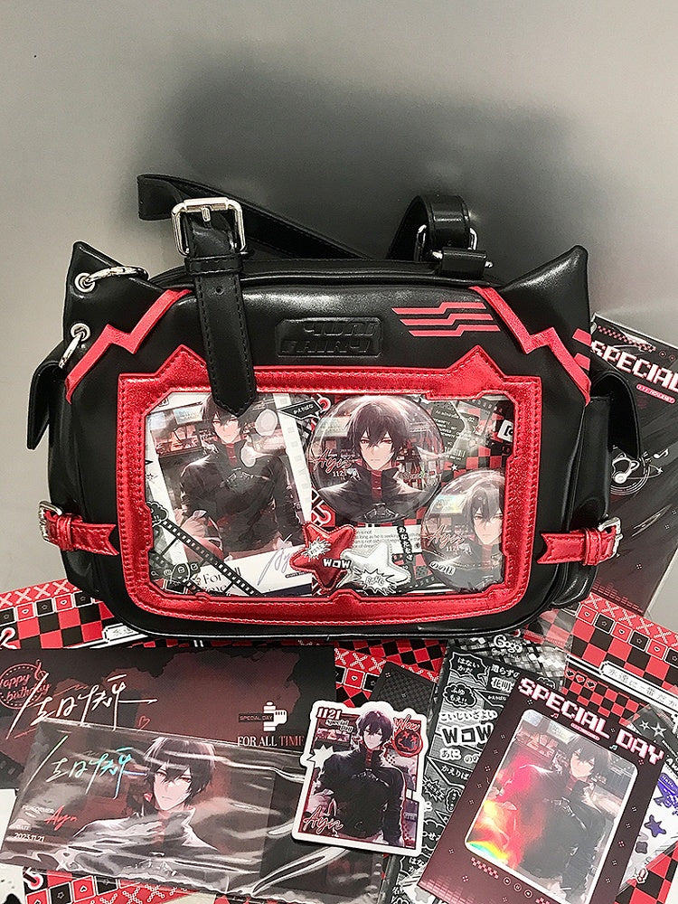 Black & Red Cute Kitty Ear Design Ita Bag