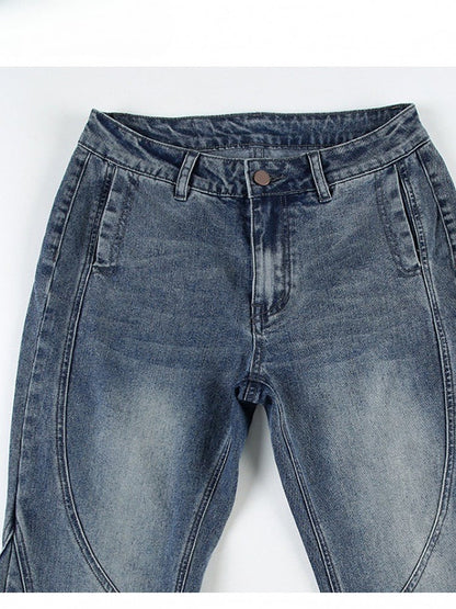 Blue Low Waist Flare Silhouette Jeans