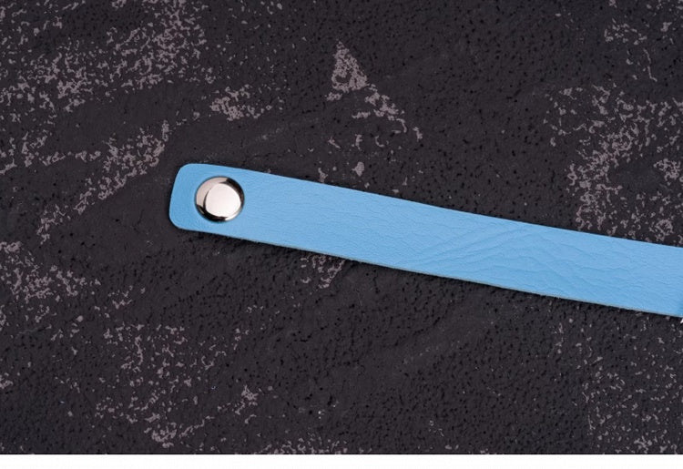 Cross Pendant Blue and White Handmade Bat Wings PU Choker