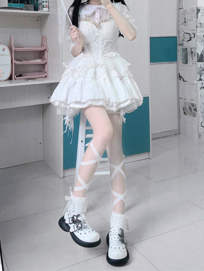 Skeleton Bunny Buckles White Punk Mary Janes