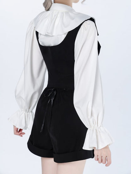 Ouji Fashion Silver Buttons Black Lapel Collar Waistcoat Halloween Clown Outfit