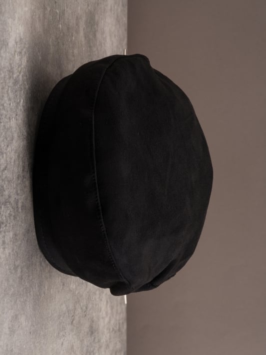 Black Gothic Pin Decorated Ruffled Trim Beret Hat