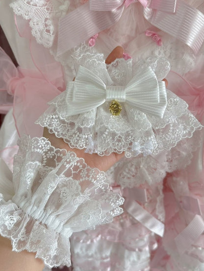 Pink/Purple/Blue/Red/White Floral Design Bowknot Wrist Cuffs