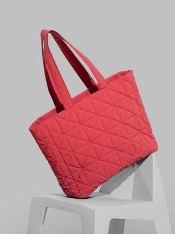 Chic Red Quilted Tote Bag - Lightweight & Large Capacity