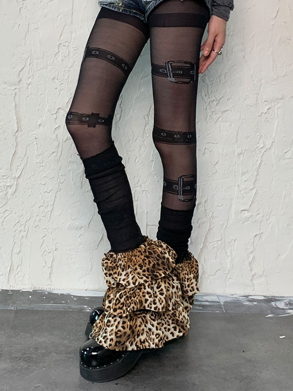 Leopard Pattern Under-knee Punk Leg Warmers