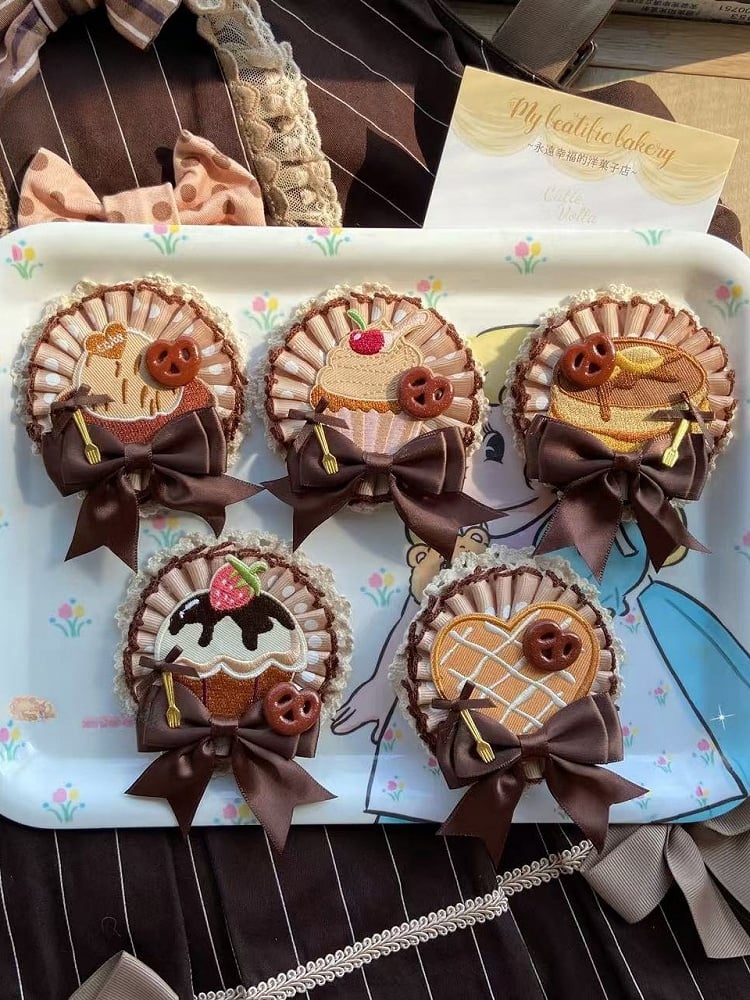 5 Options Bowknot Decorated Ruffled Cookie/Cake Brooch/Hairclip