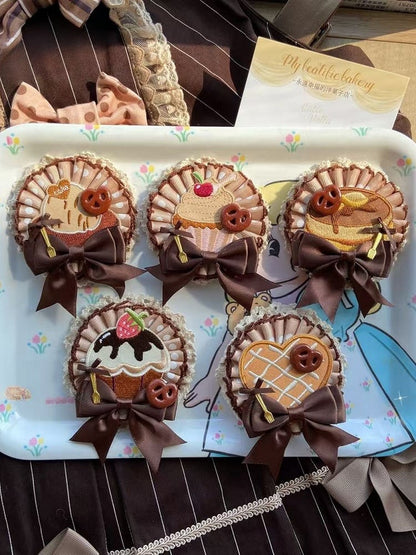 5 Options Bowknot Decorated Ruffled Cookie/Cake Brooch/Hairclip