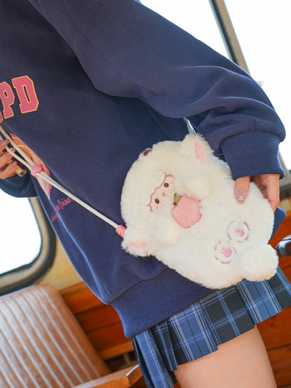 White Cute Lamb-shaped Plush Crossbody Bag