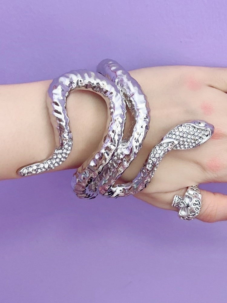 Silver Y2K Snake Shaped Bracelet