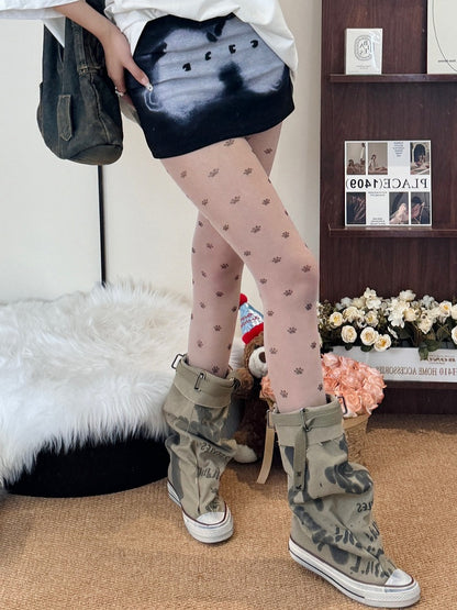 Nude Bitttersweet Cat Paw Print Tights