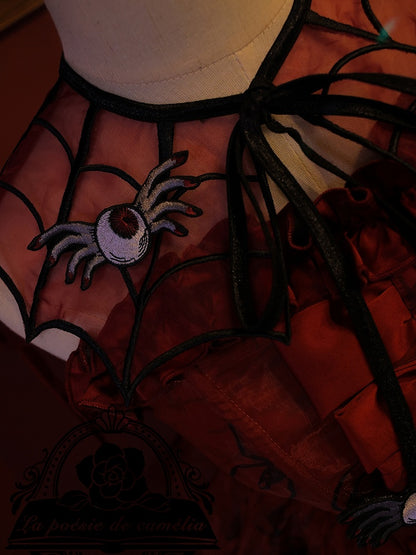 Large/Small Spider Embroidery Black and Red Hairclip/Brooch