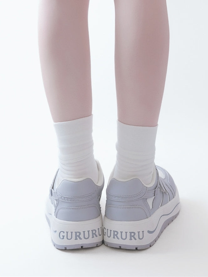 Purple Velcro Strap Closures Platform Sneakers