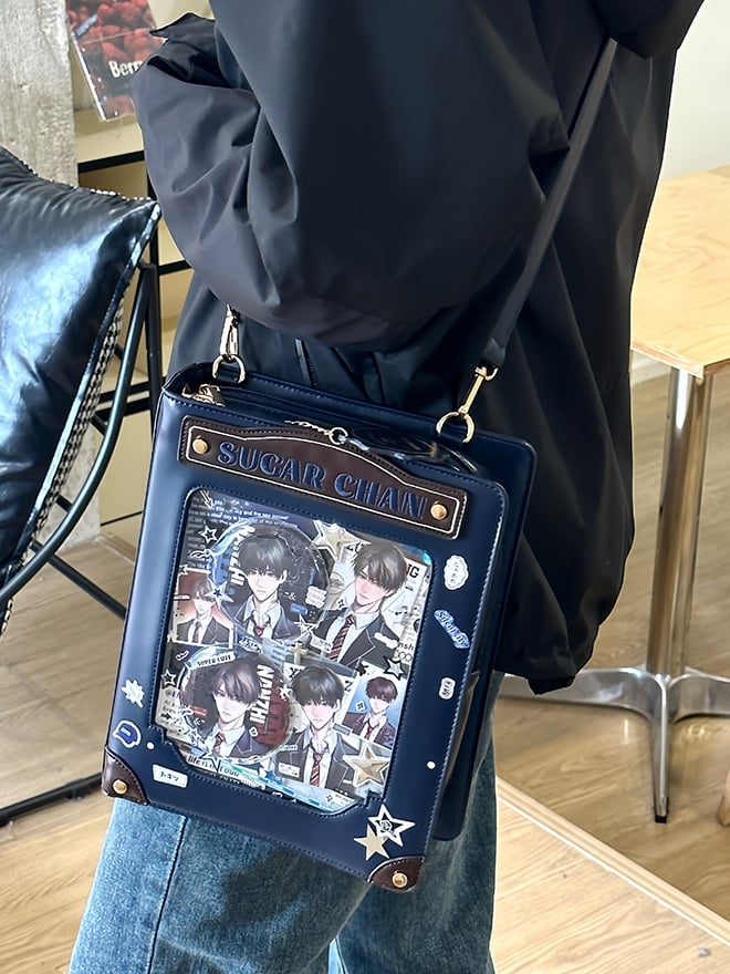 Blue&Brown Letter Decorated Ita Bag