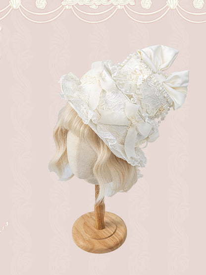 Gorgeous Creamy Bows and Beads Decorated Cake Hat