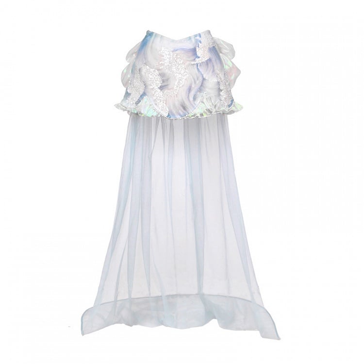 Fairy Goth Bead and Sequin Details Skirt with Detachable Tulle Train