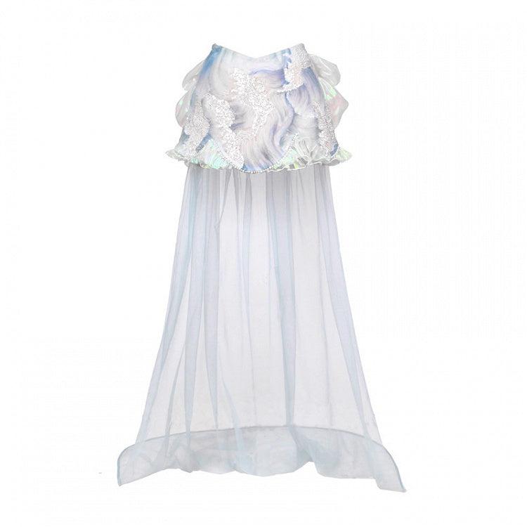 Fairy Goth Bead and Sequin Details Skirt with Detachable Tulle Train