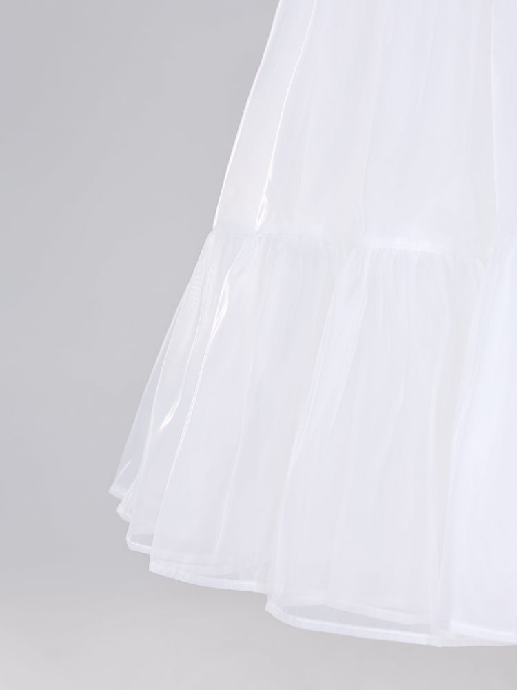 White 85cm Daily A-line Long Layered Petticoat