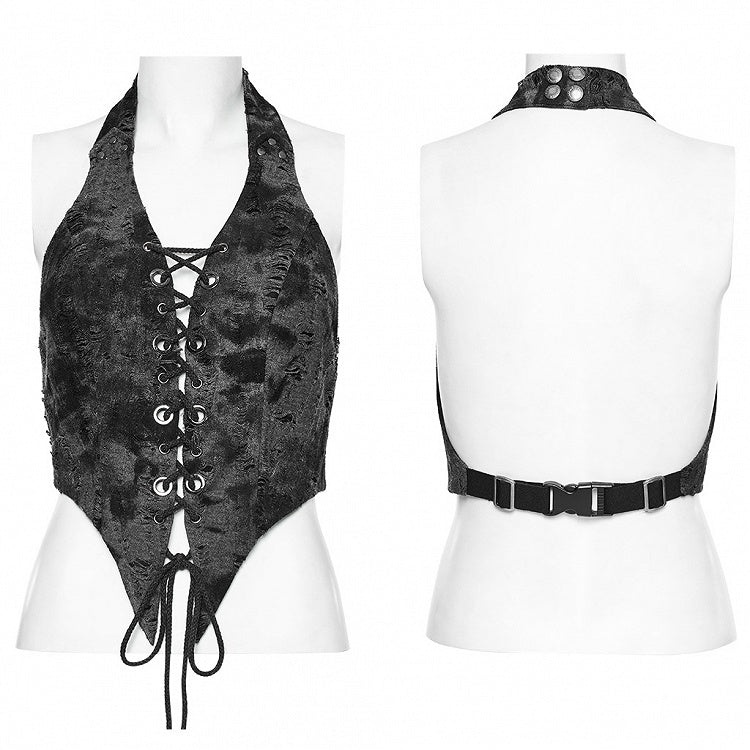 Dark Gray Punk Halter Vest