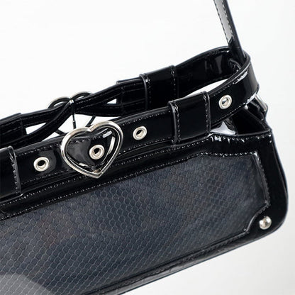 Black Ita Bag with Chain and Heart Charm