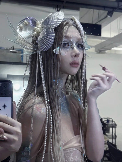 Sea Shell and Bead Chain Design Fairy Goth Mermaid Headpieces Set