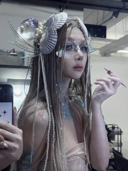 Sea Shell and Bead Chain Design Fairy Goth Mermaid Headpieces Set