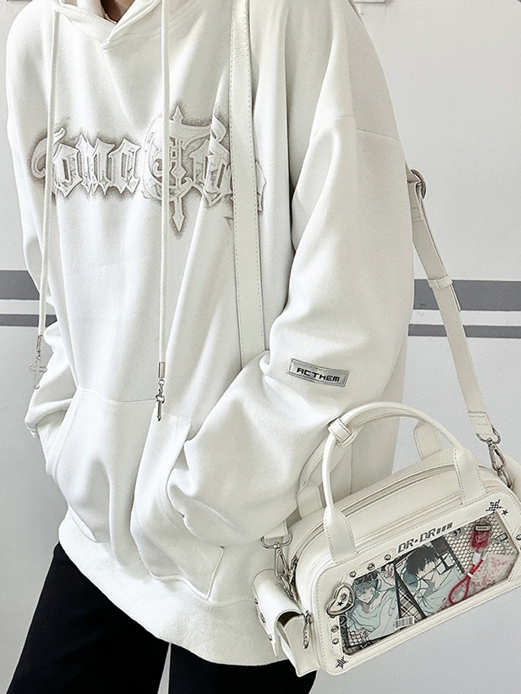 White Heart Buckle Decorated Ita Bag