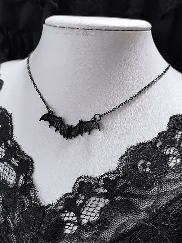 Gothic Punk Black Bat Necklace