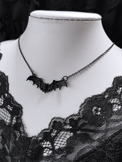 Gothic Punk Black Bat Necklace