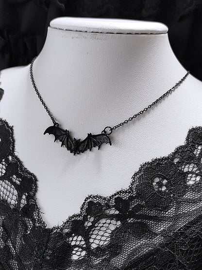 Gothic Punk Black Bat Necklace