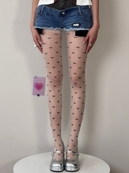 4 Color Options Bowknot Pattern Tights
